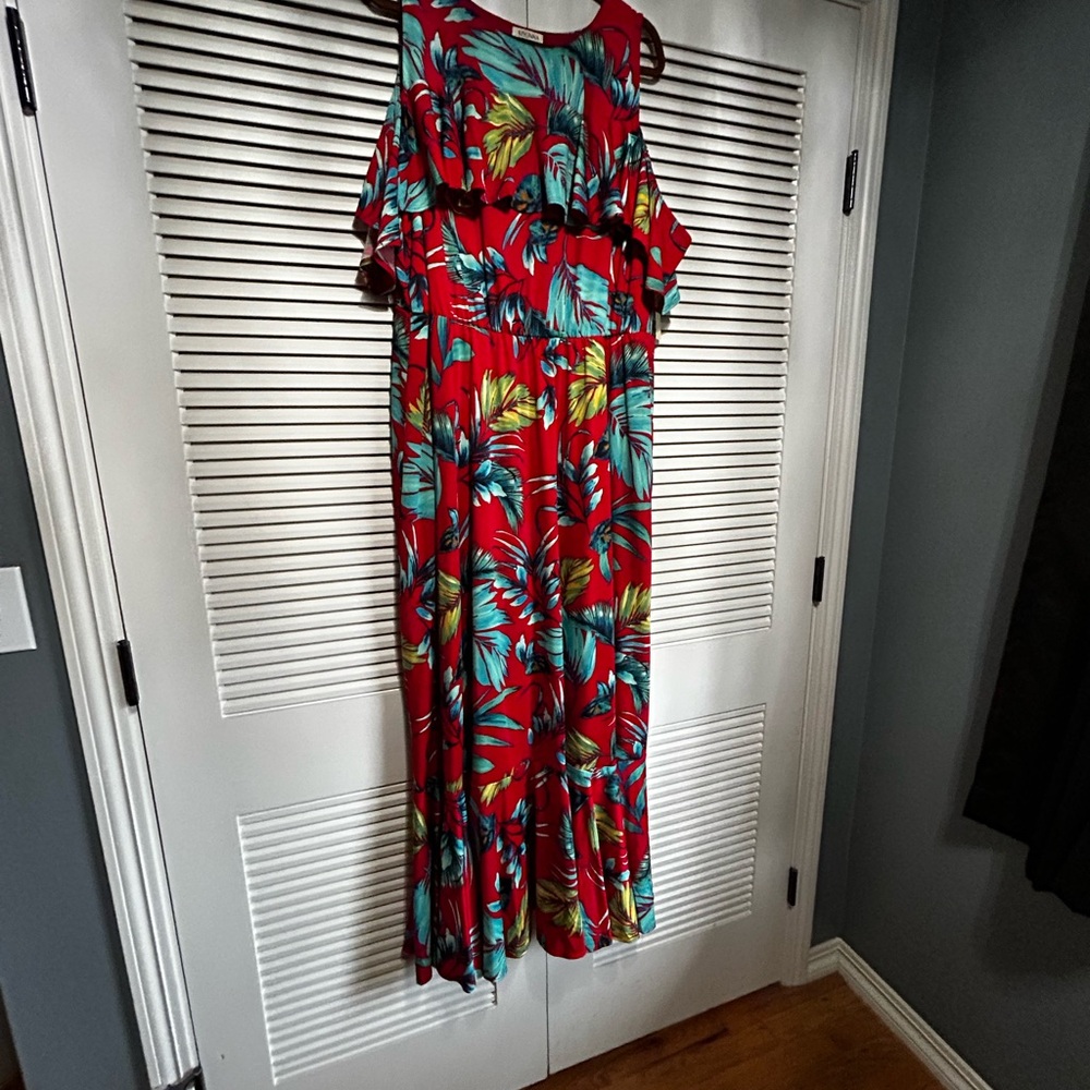 Kiyonna NWT Tropical Print Maxi Dress 3X hard to find